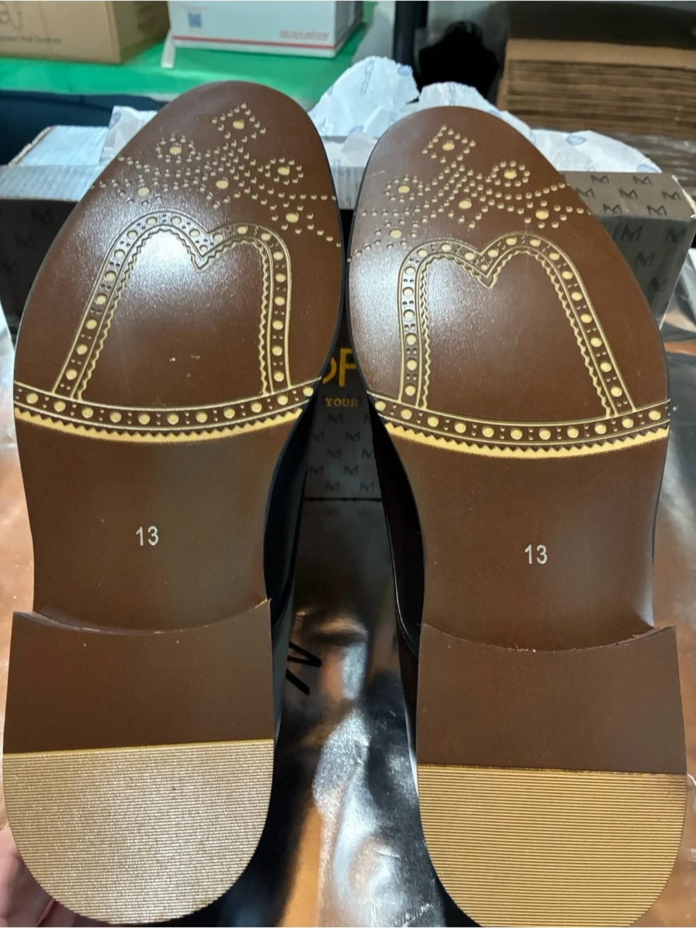 Men's Black Leather Cap-Toe Derby Shoes with Red Insole Accent